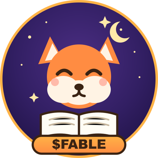 $FABLE — a fox reading a storybook under a crescent moon